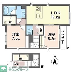 マーサ日吉 2LDKの間取図画像