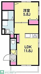 Diamondmarsh2 1LDKの間取図画像