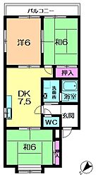 マンショングルンヴァルト 3DKの間取図画像