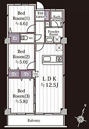 勝田台センチュリーマンション 3LDKの間取図画像