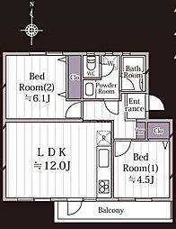 真砂一丁目団地1-11-15 2LDKの間取図画像