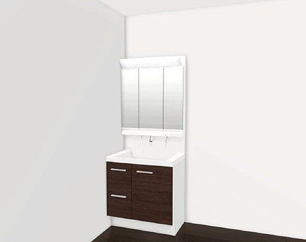 【Washroom】毎朝の準備がスムーズに。広めの洗面台と収納が使いやすい洗面所です。