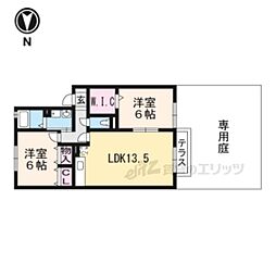 レジデンス桜 1階2LDKの間取り