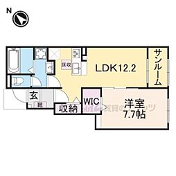 JR福知山線 福知山駅 バス14分 下六人部下車 徒歩5分の賃貸アパート 1階1LDKの間取り