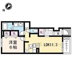 ミップルハウスB 1階1LDKの間取り