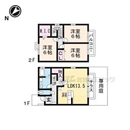 京都丹後鉄道宮福線 福知山市民病院口駅 徒歩10分の賃貸アパート 1階3LDKの間取り