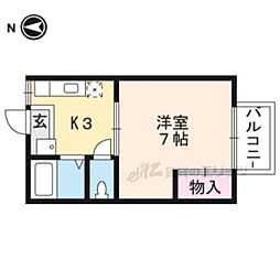 ビューティパレス 2階1Kの間取り