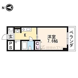 グラシューズなかにし 3階ワンルームの間取り