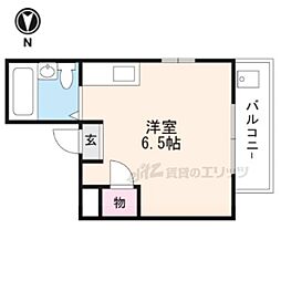 JR山陰本線 馬堀駅 徒歩5分の賃貸マンション 2階ワンルームの間取り