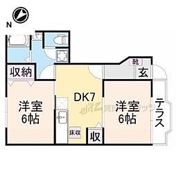 リーバイバー 1階2DKの間取り