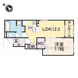 JR山陰本線 園部駅 徒歩25分の賃貸アパート 1階1LDKの間取り