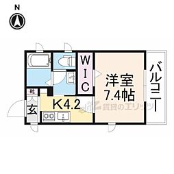 シャーメゾン竹屋町 2階1Kの間取り