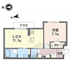 シャーメゾン草木 1階1LDKの間取り