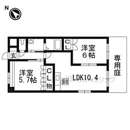 JR山陰本線 園部駅 徒歩2分の賃貸マンション 1階2LDKの間取り
