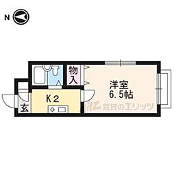 京阪本線 出町柳駅 バス23分 市原駅前下車 徒歩4分の賃貸アパート 1階1Kの間取り