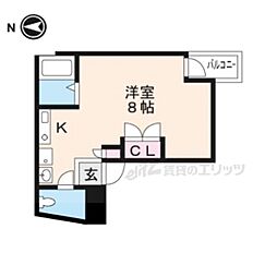サンサーラ頼政塚 3階ワンルームの間取り