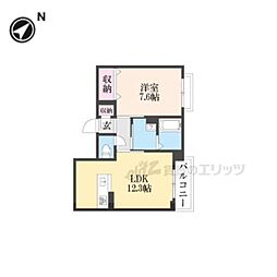 ヴィーエ 2階1LDKの間取り