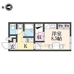 レオパレスGS1 2階1Kの間取り