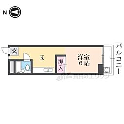 第五吉村マンション 4階1Kの間取り