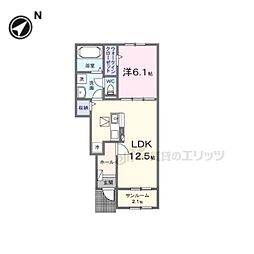 JR播但線 和田山駅 バス14分 朝来医療センター下車 徒歩8分の賃貸アパート 1階1LDKの間取り