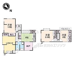 JR山陰本線 馬堀駅 徒歩20分の賃貸一戸建て 2階4LDKの間取り