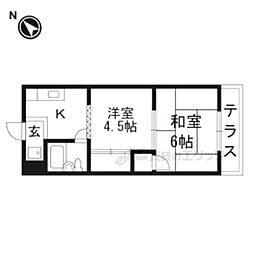 JR山陰本線 園部駅 徒歩11分の賃貸マンション 2階2Kの間取り