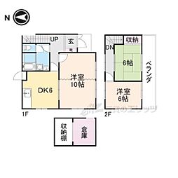 JR山陰本線 吉富駅 徒歩9分の賃貸一戸建て 1階4DKの間取り