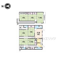 JR舞鶴線 東舞鶴駅 3.3kmの賃貸一戸建て 2階8DKの間取り