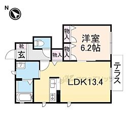 ベェルドミール 1階1LDKの間取り