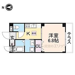 ヴィオラ岡 2階1Kの間取り