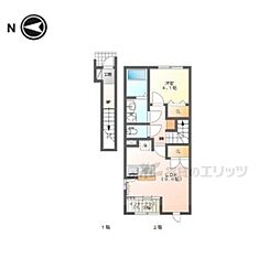 JR山陰本線 福知山駅 徒歩25分の賃貸アパート 2階1LDKの間取り