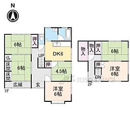 JR山陰本線 石原駅 徒歩35分の賃貸一戸建て 1階6DKの間取り