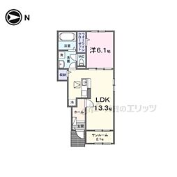 カレント綾部 1LDKの間取図画像