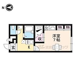 レオパレスそよ風 1Kの間取図画像