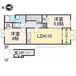 メビウス 2LDKの間取図画像