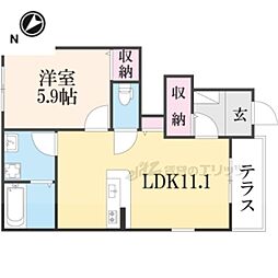Casa美輪1 1LDKの間取図画像