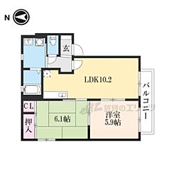 ディアコートB 2LDKの間取図画像