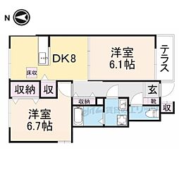 ガルテン・ヒューゲル2 2DKの間取図画像