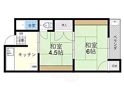 藤ハイツ 2DKの間取図画像