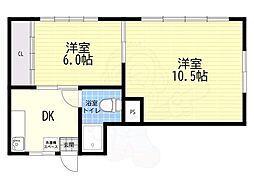豊中コーエーマンション 2Kの間取図画像