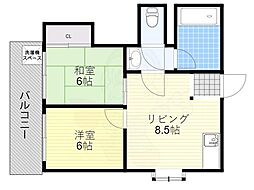 ハイツ 2LDKの間取図画像