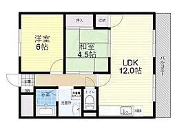 万代マンション・1 2LDKの間取図画像
