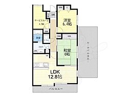 ダイアパレス豊中城山 2SLDKの間取図画像