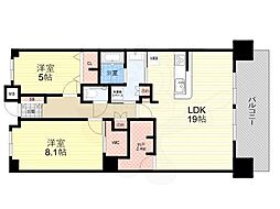 ルナタワー・ハリウッドプレイス 2LDKの間取図画像