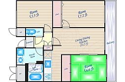 コムズ21豊中 3LDKの間取図画像