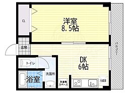 フェザー豊中マンション 1DKの間取図画像