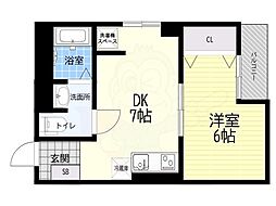 フェザー豊中マンション 1DKの間取図画像