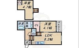 アンジュール 1LDKの間取図画像