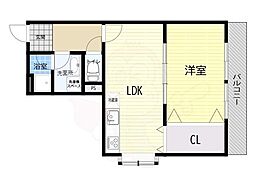 川原ビル 1LDKの間取図画像