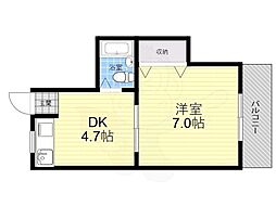 ロゼ幸町A棟 1DKの間取図画像